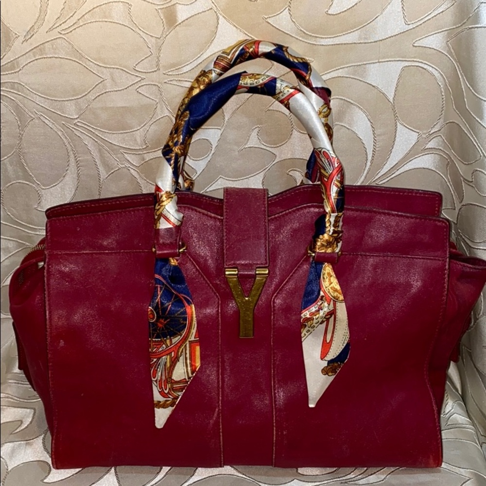 Yves Saint Laurent YSL “Y” Bag Satchel  Burgun Red